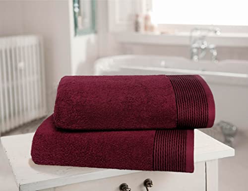 Belizzi Home Ultra Soft 2 Pack Oversized Bath Towel Set 28X55 Inches, 100% Cotton Large Bath Towels, Ultra Absorbant Compact Quickdry & Lightweight Towel, Ideal For Gym Travel Camp Pool - Burgundy #TOP2
