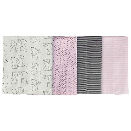 Image of Gerber Unisex-Baby 4-Pack Flannel Burp Cloth, Bunny Love, One Size