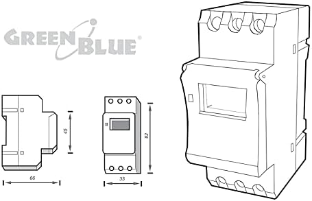 Diagram showing the dimensions of the GreenBlue GB104 Digital Timer.
