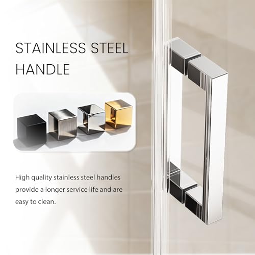 Image of 68-72 inch W x 76 inch H Frameless Sliding Shower Door, Soft-Close Bathroom Shower Glass Doors with 3 /8 inch (10mm) SGCC Tempered Glass and Stainless Steel Handle, Reversible Installation, Chrome