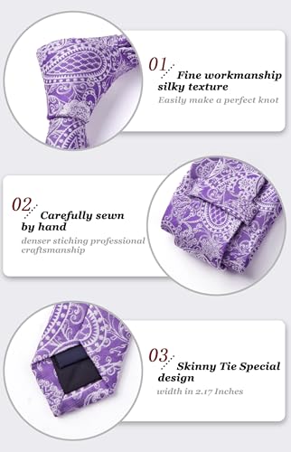 Image of HISDERN Ties for Men Paisley Floral Tie Handkerchief Classic Woven Business Formal Necktie and Pocket Square Set Wedding