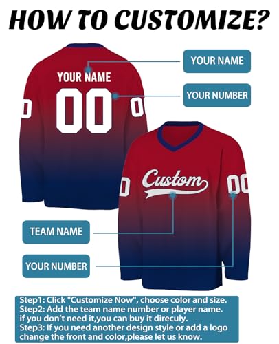 image for Generic Custom Hockey Jersey Training Jerseys Printed Name Number Pers