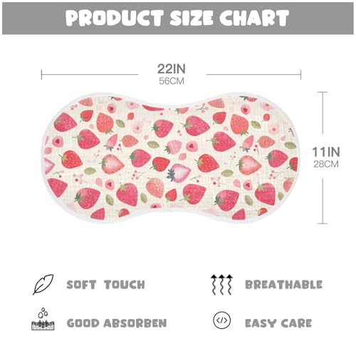 Simple Minimalist Peach Strawberries Cotton Muslin Burp Cloth Easy Care Milk Spit Up Cloth for Unisex Set of 2, 22x11in4