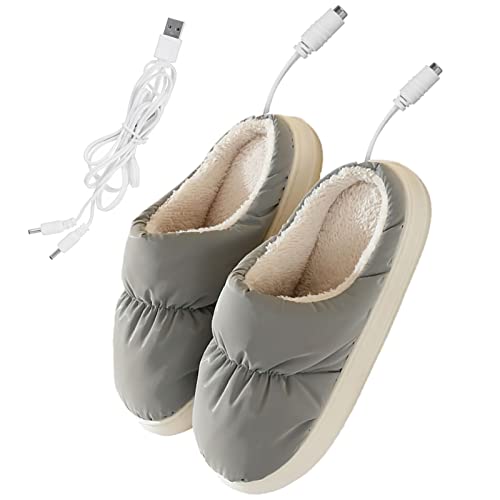 Pantoufles chauffantes USB pour le télétravail et la détente à la maison en gris