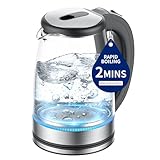 Electric Kettle Glass 2L, 1500W Fast Boiling Hot Water Boiler with Auto...