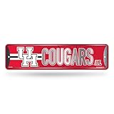 Rico Industries NCAA Houston Cougars Metal Street Sign 4' x 15' Home Décor - Bedroom - Office - Man Cave