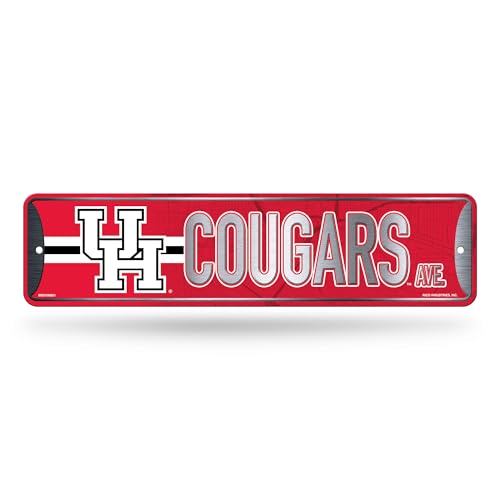 Rico Industries NCAA Houston Cougars Metal Street Sign 4" x 15" Home Décor - Bedroom - Office - Man Cave