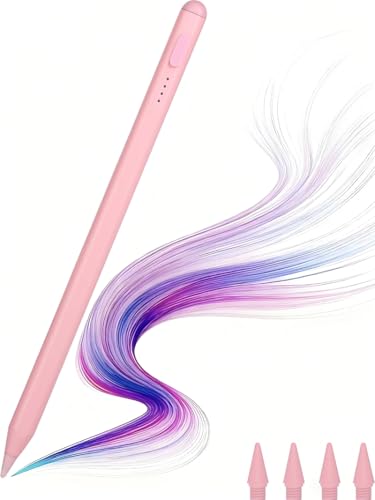 Stylus Pen for iPad, with tilt-Pressure Sensitivity and Multi-Point Anti-False-Touch Function. 20-Minute Fast Charging for 2018-2023 iPad/mini/Pro/Air (Pink)