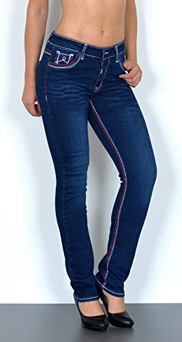 ESRA-Damen-Jeans-Jeanshose-Damen-Hose-Straight-Leg-Dicke-Naht-Jeanshosen-Damenjeans-bis-grosse-Groessen-J755