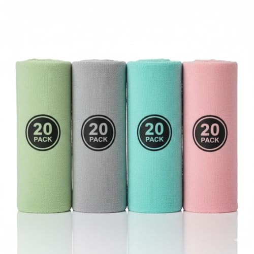 Image of 4 Pack - Microfiber Cleaning Cloth Roll - 80 Reusable Washable Pre-Cut Towels | Tear-Away Kitchen Cleaning Cloth for Counters, Glass, Utensils, Appliances, & Home Surfaces - 25x25 cm