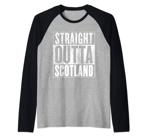 Scotland - straight outta Scotland Raglan Baseball Tee, Black