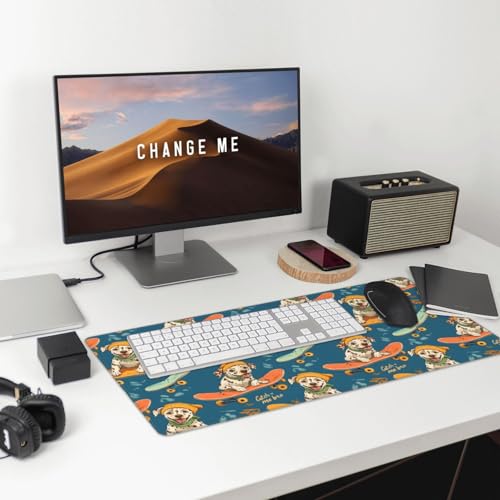 Tapis de souris de jeu imprimé chiot mignon avec bords cousus