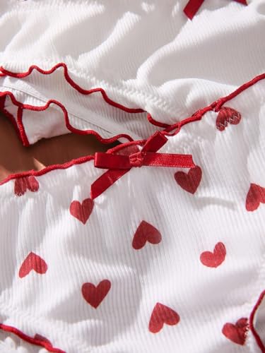 SHENHE Women's 3 Packs Underwear Frilly Panties Kawaii Heart Print Mid Rise Ruffle Cute Underwear3
