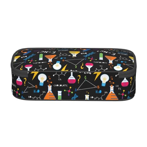 Image of Science Chemistry Biology Physics Pattern Large Pencil Case With Zipper Compartments Stationery Pencil Bag For Kids Teens Students School Supplies