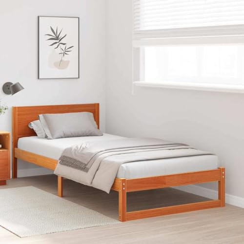 Estructura de cama con cabecera en acabado marrón cera de 75 x 190 cm 4