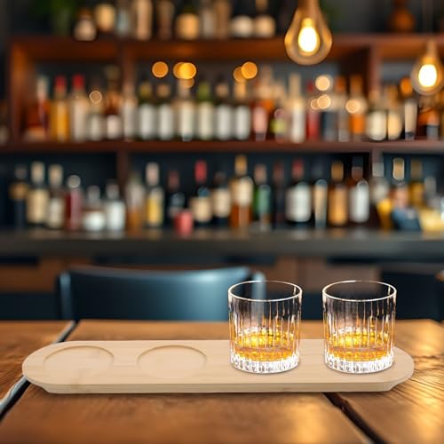 Bandeja de madera para servir vasos con 4 ranuras anticaída 6