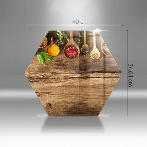 Planche à découper en bois héctagonale 40cm Wallfluent Cuisson Résistance - 7