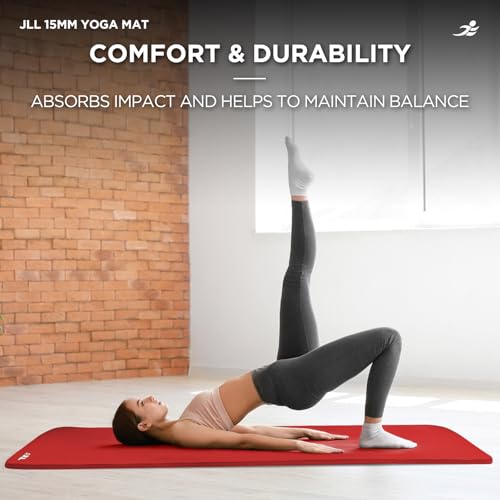 JLL Yoga Mat Extra Thick 6mm/10mm/15mm Non-Slip Pilates Workout Exercise Mat Available in Black/Blue/Purple/Pink/Grey/Red, Ideal Camping Mat - Image 3