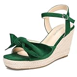 girgod Espadrilles Wedge Sandals for Women Bow Platform Wedges Heels Open Toe Ankle Strap Summer Wedding Wedges