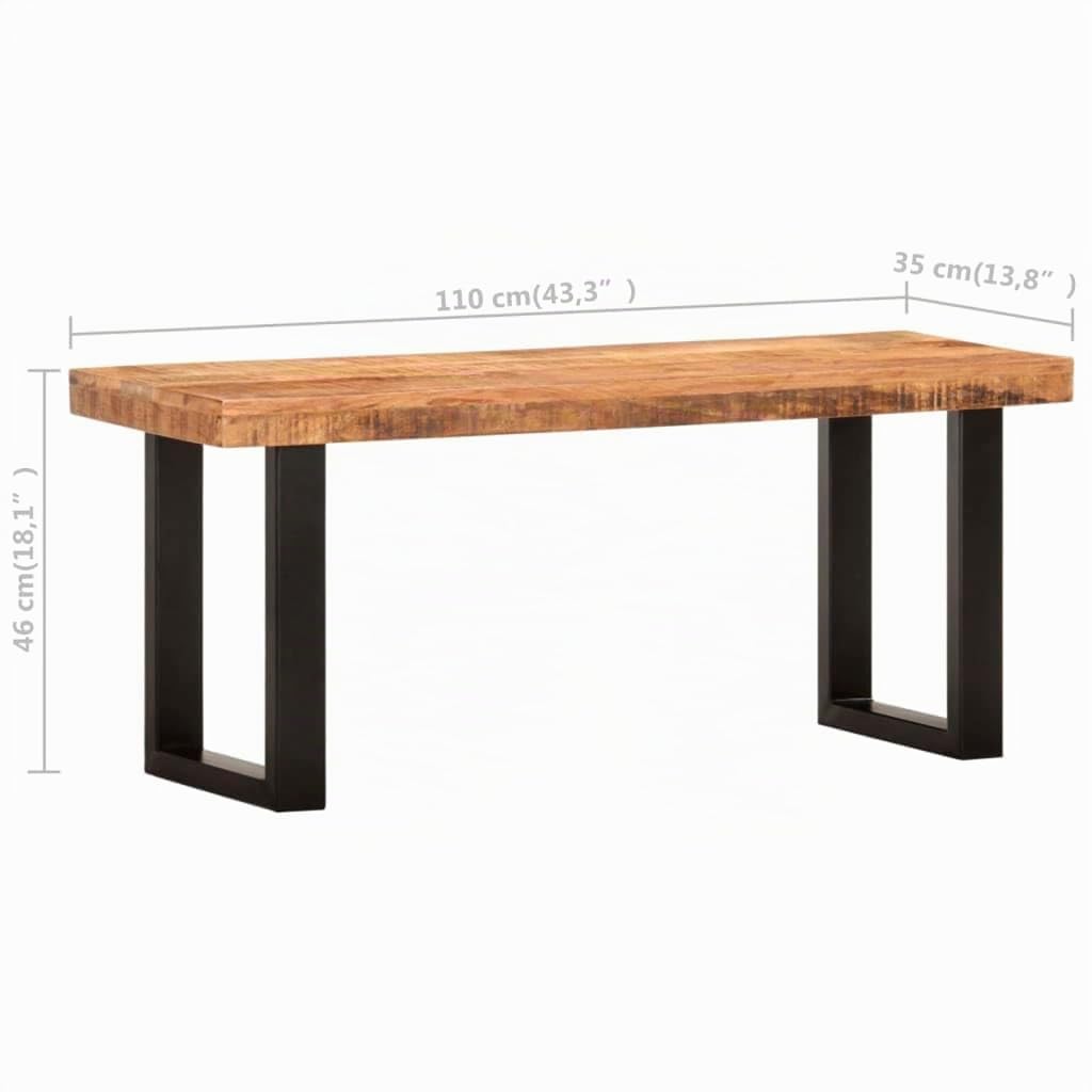 vidaXL Banc 110 cm Bois de manguier Brut Massif et Acier