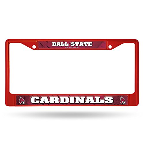 Rico Industries NCAA Ball State Cardinals Team Colored Chrome License Plate Frame, Red