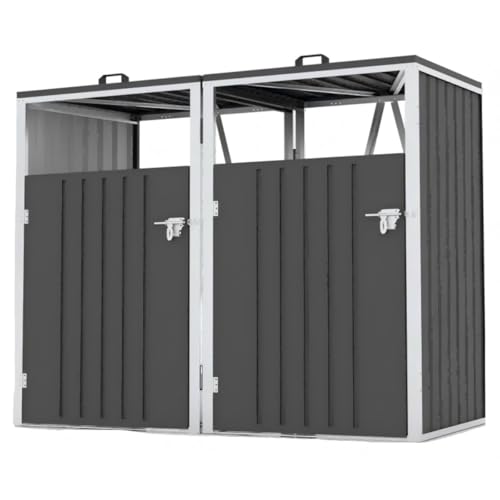 ゴミ箱 屋外収納庫 大容量 大型 2分?/3分別 屋外ごみ箱 ストッカー 外用 ゴミステーション ベランダ 収納ボックス 耐久性 防腐 防錆 金属製 (2分別)