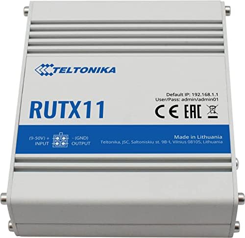 Teltonika RUTX11000300 Industrial Dual-SIM/Wi-Fi Cellular Router; Compatible with Europe, The Middle East, Africa, APAC, Brazil, Malaysia, Australia Operators Only