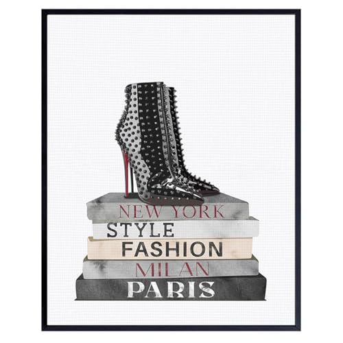 Designer Shoes Wall Art - Fashion Design Poster print - Books of Glam Wall Decor - Glamour Home Decor - Luxury Gifts for Women - Girls Bedroom, Living room decoration