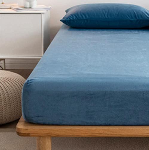 Yqjymfz Fitted Sheet Queen,Warm And Comfortable Crystal Velvet Box Spring Bed Mattress Protector, Hotel Homestay Solid Color Fitted Sheets Purple 180 * 220Cm+30Cm #TOP2