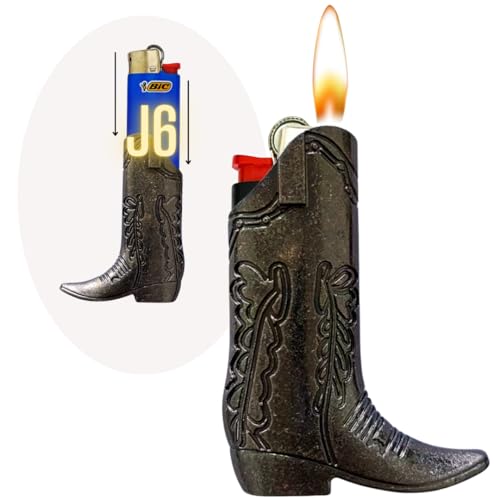 Cowboy Boot Lighter Case. Cow Boy Boot Lighter Holder Sleeve for J5 and J6 BIC Lighters. 3 Colors to Choose from. | Lighters NOT Included (Gray Full Size J6)