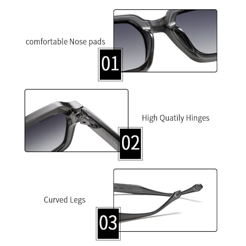 Image of grey jack TR90 Rectangle Polarized Sunglasses for Men Women,Stylish Full Rim Eyewear for UV Protection 21040