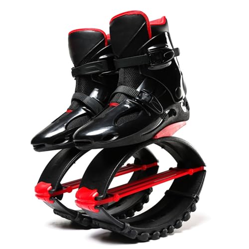 CYHTYM Jumps Botas Zapatos Zapatos de Rebote Negros y Rojos con Elasticidad Ajustable y Forro Desmontable, Botas de Fitness Moon(Large)