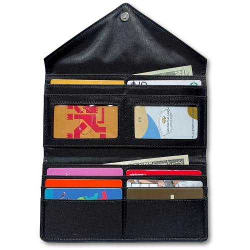 Big Skinny Women's Slimvelope Leather Tri-Fold Checkbook Slim Wallet, Holds Up to 40 Cards3