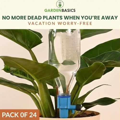 Image of Self Watering Spikes for Plants - Pack of 24 | Adjustable Drip Irrigation Kit for Indoor & Outdoor Plants | No Leakage Guarantee | Perfect for Vacation & Busy Gardeners (BLUE)