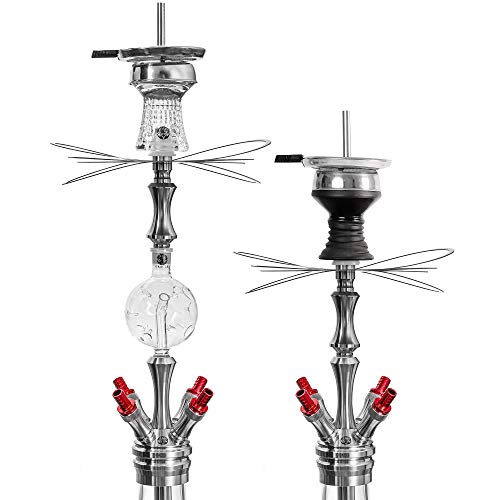 ORACLE HOOKAH® Edelstahl Shisha Set 4 Anschlüsse - mit Shisha Zubehör Kopf Schlauch Mundstück und Molassefänger (shisha… – Bild 8