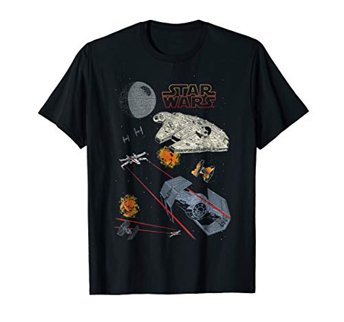 Star Wars Millennium Falcon Tie Fighter Graphic T-Shirt