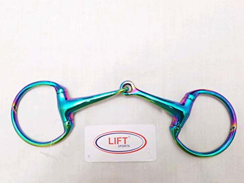 Lift Sports Rainbow Horse Bit Egg Butt Ring Snaffle Stainless Steel Multi Color Loose Ring Tack Equestrian (5 Inch)