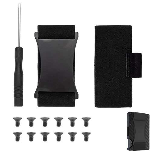 Wallet Elastic Band Replacement Compatible with Ridge Wallets for Men, Metal Wallet Repair Kit with Screws and Screwdriver, Elastic Cash Strap Replacement for Card Holder Wallet, Black