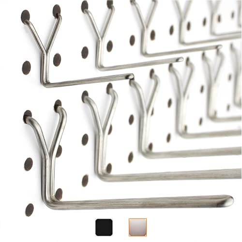 Right Arrange Stainless Steel Pegboard Hooks 50-Pack 2" + 4” L Hook - Will Not Fall Out, Fits Any Peg Board - Organize Tools, Accessories, Workbench, Garage Storage, Kitchen, Crafts, Jewelry, Retail
