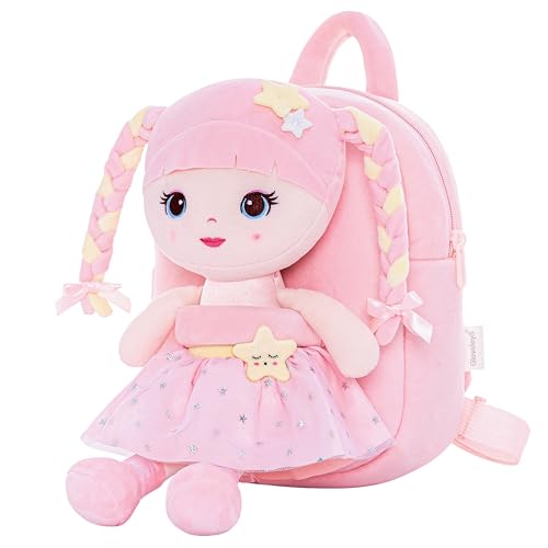 Lazada Mochila para meninas com boneca, brinquedos infantis, presentes e bonecas de pano, 24 cm