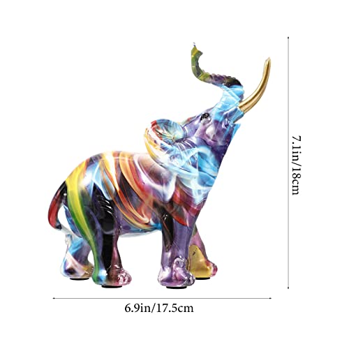 Besportble Colorful Graffiti Art Elephant Decor Large Elephant Figurines Statue Modern Art Animal Sculpture Feng Shui Desktop Decoration For Bedroom Living Room Home Decor #TOP6