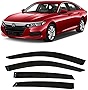 Tape-On Dark Tinted Side Window Visor Deflectors Vent Rain Guards Compatible with Honda Accord 2018 - 2023 Sedan 10th Gen LX EX-L Sport Touring 2019 2020 2021 2022