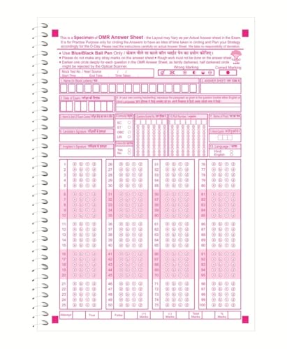 Image of amblitz OMR Sheet | 100 MCQ's | Spiral Notebook of 50 sheets | Pack of 2 Notebook | A4 Size | OMR Sheet for practice |