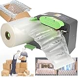 Luftpolstermaschine 12M Geschwindigkeit Luftpolstermaschine 200W Luftpolsterfolie Maschine Geschwindigkeit Luftvolumen/Temperatur einstellbar für Versand Verpackungsmaterialien
