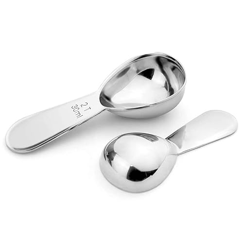 Stainless Steel Coffee Scoops, Measuring Spoons For Coffee, Flour, Sugar, Exact Ergonomic Tablespoon, 1 Tbsp & 2 Tbsp, Set Of 2 #TOP1