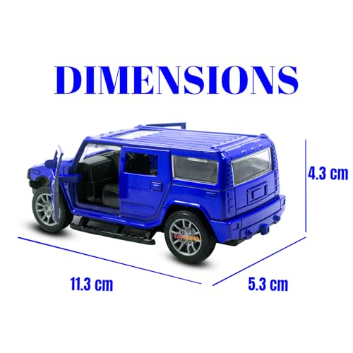 Image of Toy Cloud DieCast Model Cars Hummer Metal Car for Kids Pull Back Action Opening Doors Toy Cars for Boys 5-8 Years - Blue
