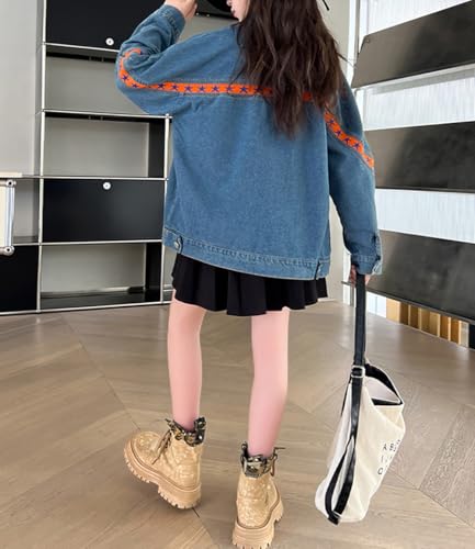 Girls Denim Jacket Long Sleeve Jean Coats With Star Pattern Button Down Jeans Jackets With Front Pockets Clothes2