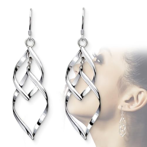 1 Paar Damen-Ohrhänger Sterling-Silber 925 lang Quast，Ohrhänger 925 Sterling Silber Damen Ohrschmuck, Silber Hängende Ohrringe für Damen Geschenke Frauen Schmuck