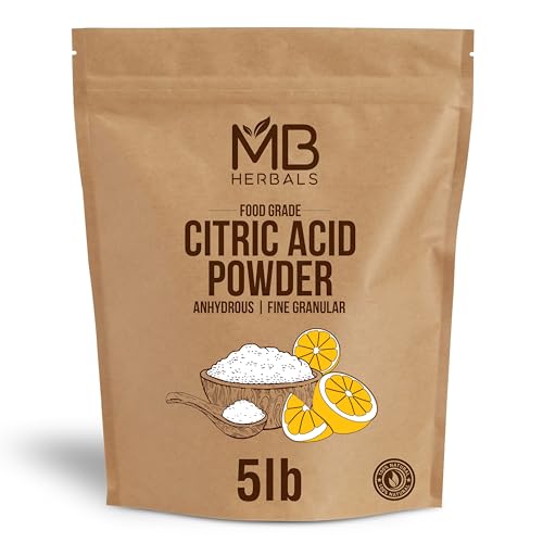 MB Herbals Anhydrous Citric Acid Powder 5 lb | 100% Pure Food Grade Fine Granulated Citric Acid Powder | Food Preservative Flavor Enhancer