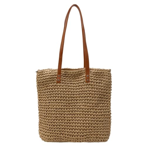Image of Straw Beach Bags for Women - Woven Tote Bag Large Shoulder Handbags Summer Boho Straw Purse for Vacation